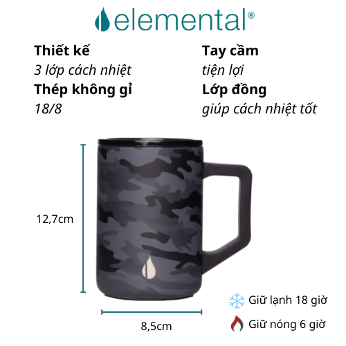 Cốc giữ nhiệt Elemental Summit 470ml - Đen camo - Ảnh 5